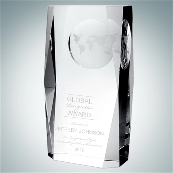 Crystal glass beveled globe column award.... from ASI 47791 Best Deal Awards