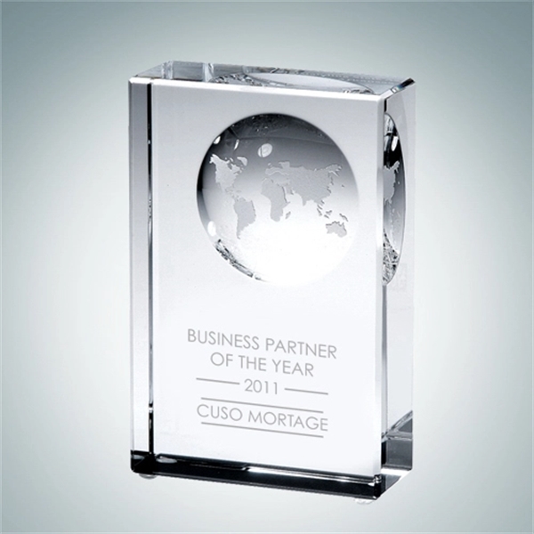 Crystal glass beveled globe block award.... from ASI 47791 Best Deal Awards