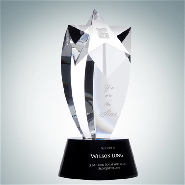 Crystal glass award with black round base.... from ASI 47791 Best Deal Awards / Best Deal Awards