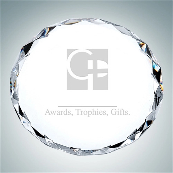 Gem-cut circle crystal glass paperweight.... from ASI 47791 Best Deal Awards / Best Deal Awards