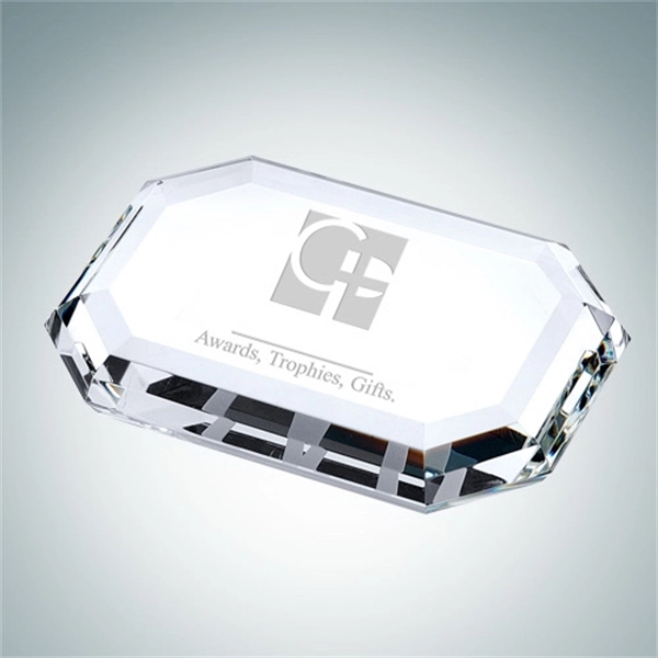 Beveled rectangle crystal glass paperweight with customizable options.... from ASI 47791 Best Deal Awards / Best Deal Awards