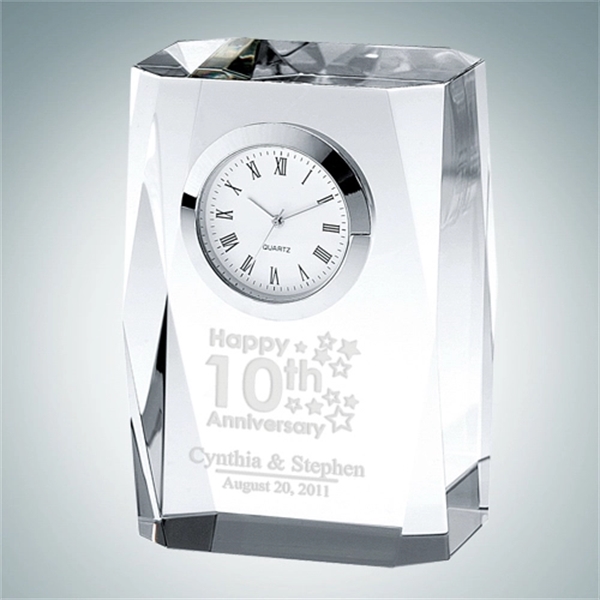 Beveled crystal glass clock with beautiful column design.... from ASI 47791 Best Deal Awards / Best Deal Awards