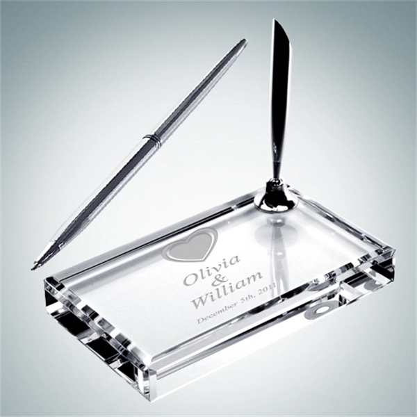 Crystal glass with single pen set.... from ASI 47791 Best Deal Awards / Best Deal Awards