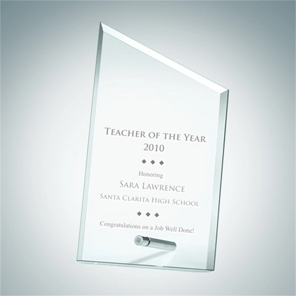 Jade glass beveled horizontal rectangle with aluminum pole award.... from ASI 47791 Best Deal Awards
