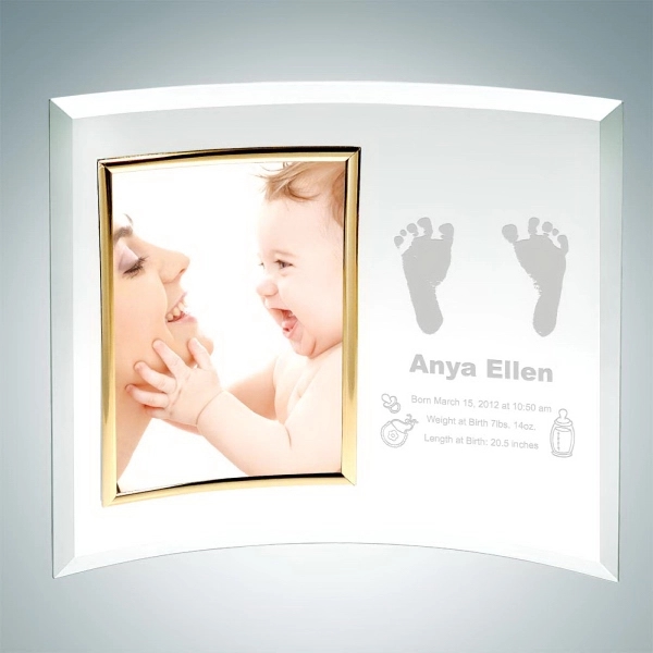 Jade glass personalize curved vertical gold photo frame.... from ASI 47791 Best Deal Awards