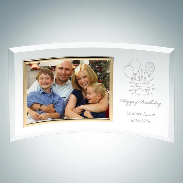 Jade glass personalize curved horizontal gold photo frame.... from ASI 47791 Best Deal Awards