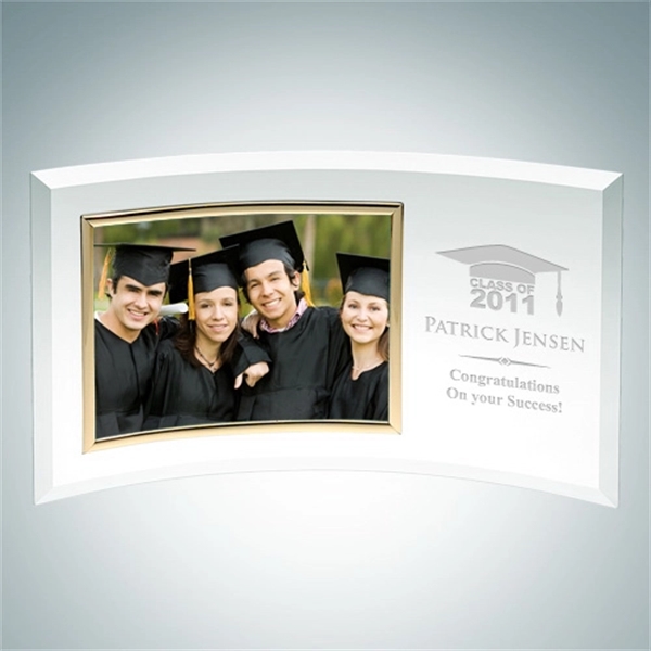 Jade glass personalize curved horizontal gold photo frame.... from ASI 47791 Best Deal Awards