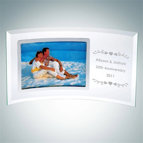 Jade glass personalize curved horizontal silver photo frame.... from ASI 47791 Best Deal Awards