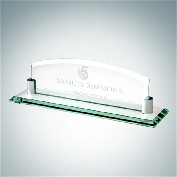 Jade glass nameplate with aluminum holder.... from ASI 47791 Best Deal Awards