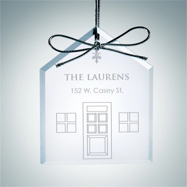 3 7/8" x 3" x 3/16" beveled house clear glass ornament... from ASI 47791 Best Deal Awards / Best Deal Awards