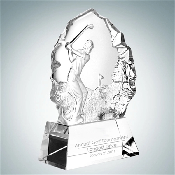 Molten glass male golfer thriving golf tournament award.... from ASI 47791 Best Deal Awards