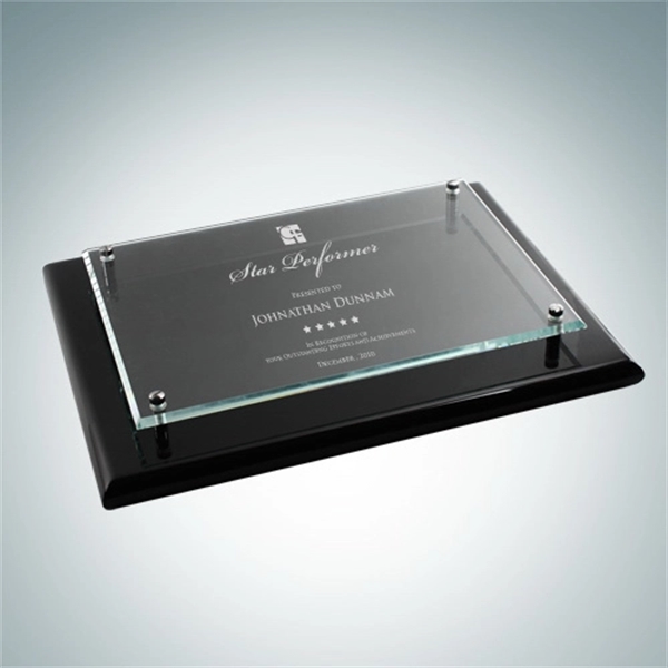 Black piano finish wooden plaque with floating clear glass plate and... from ASI 47791 Best Deal Awards