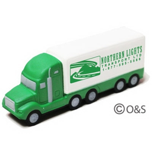 White semi-truck with green cab stress reliever.... from ASI 74779 O & S Supply Company LLC / O & S Supply Company