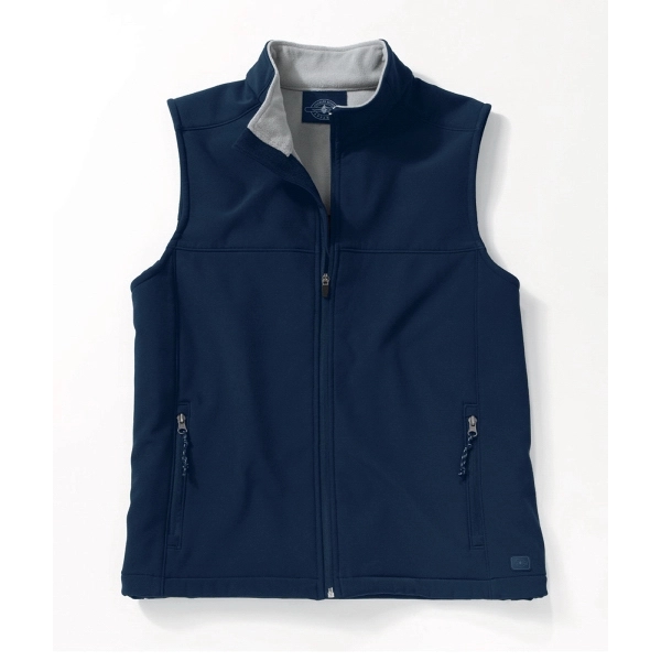 Men's wind and water-resistant soft shell vest with stand up collar... from ASI 44620 Charles River Apparel