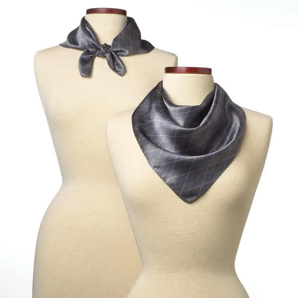 Grey argyle pattern 21" x 21" silk scarf.... from ASI 98085 Wolfmark