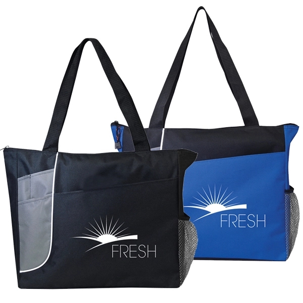 600D Polyester tote bag with zippered main compartment, large front slip... from ASI 40544 Binaco / Binaline