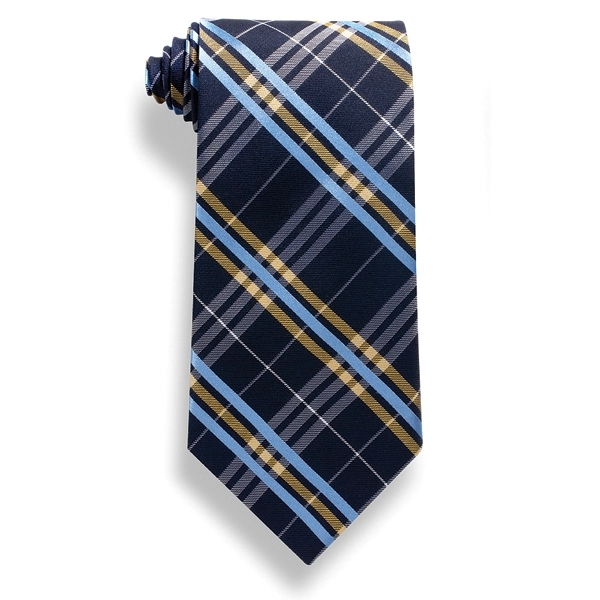 Plaid navy and yellow polyester tie.... from ASI 98085 Wolfmark