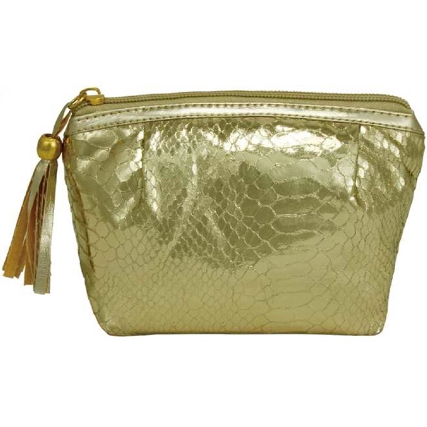 Foiled style snakeskin cosmetic bag with tassel.... from ASI 31977 Adline Industries Inc