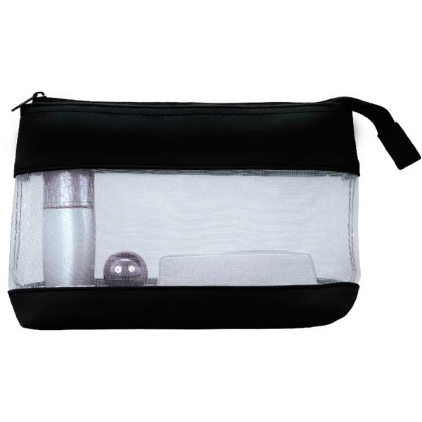 Faux leather and mesh cosmetic bag.... from ASI 31977 Adline Industries Inc