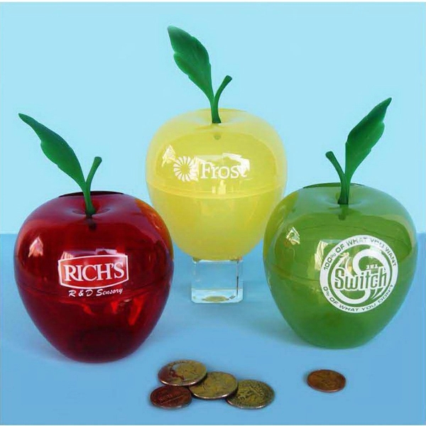 Snap together apple shape bank with leaf attachment, 3 1/4" x... from ASI 78700 Plastique Unique Inc