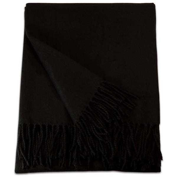 Cashmere-like black acrylic throw blanket with 3" rope fringe on two... from ASI 98085 Wolfmark