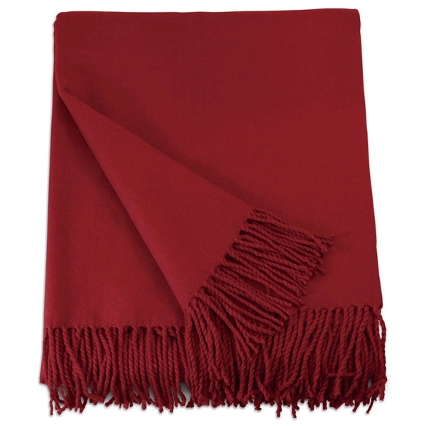 Cashmere-like maroon acrylic throw blanket with 3" rope fringe on two... from ASI 98085 Wolfmark