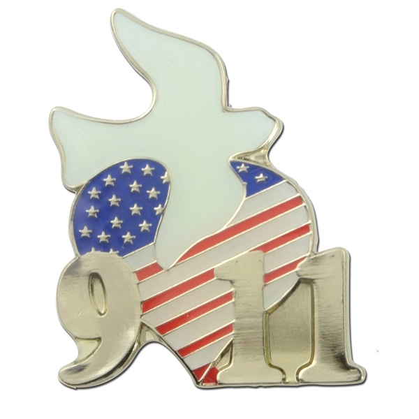US flag and dove flying over the numbers 911 lapel pin.... from ASI 96235 Wehr Industries Inc