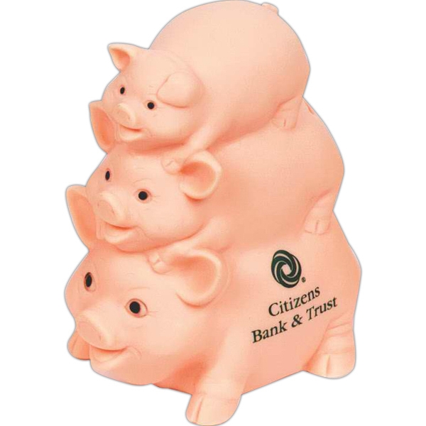 Flesh color pig bank with three pigs stacked on top of... from ASI 93235 Valley Casting Inc / Valley Casting