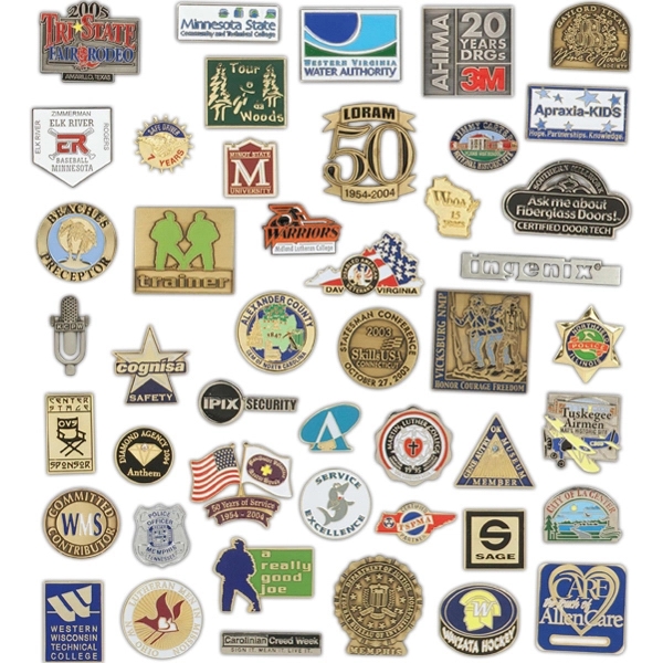 Die struck custom shape lapel pin with butterfly clutch.... from ASI 93235 Valley Casting Inc