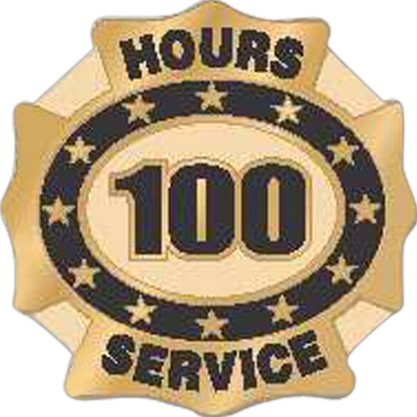 Hours of service die struck lapel pin with butterfly clutch. Blank.... from ASI 93235 Valley Casting Inc