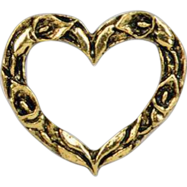 Stock cast Victorian heart shape wreath lapel pin with butterfly clutch.... from ASI 93235 Valley Casting Inc