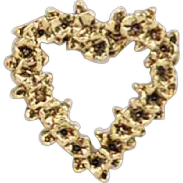 Stock cast floral heart shape lapel pin with center cut out.... from ASI 93235 Valley Casting Inc