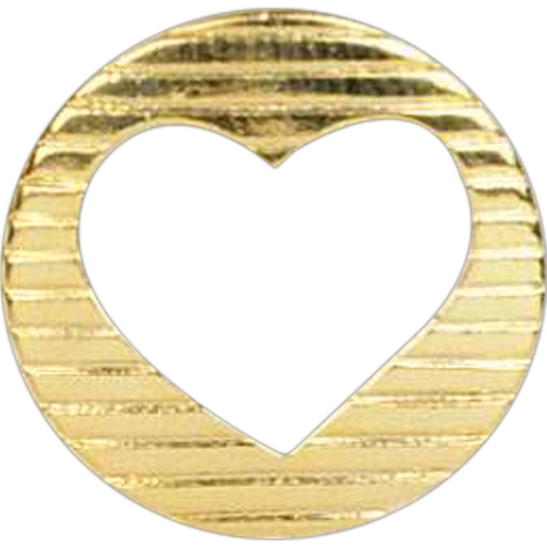 Stock cast round lapel pin with heart cut out in center... from ASI 93235 Valley Casting Inc