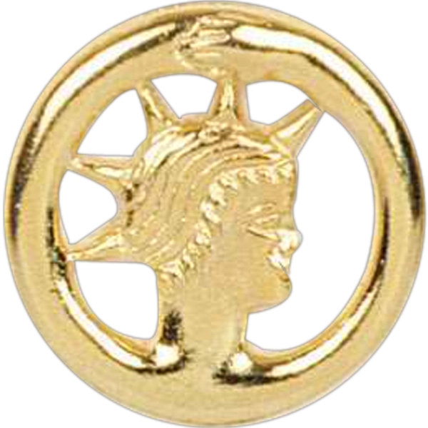 Stock cast round lapel pin with statue of liberty head and... from ASI 93235 Valley Casting Inc