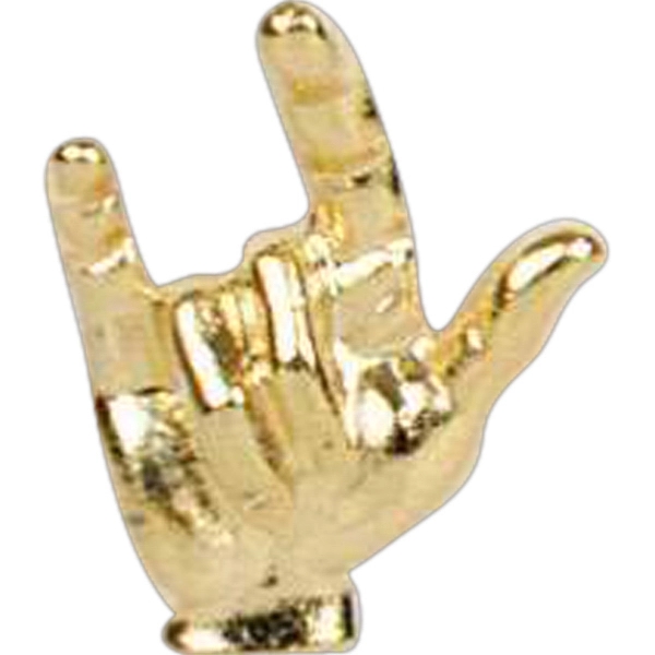 Stock cast hand shape lapel pin with sign language and butterfly... from ASI 93235 Valley Casting Inc