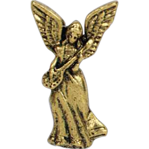 Stock cast angel playing a string instrument lapel pin with butterfly... from ASI 93235 Valley Casting Inc
