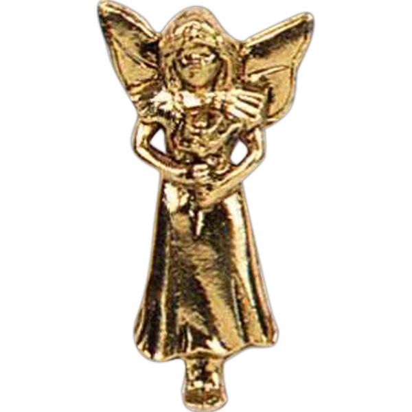 Stock cast standing angel with arms lowered lapel pin with butterfly... from ASI 93235 Valley Casting Inc