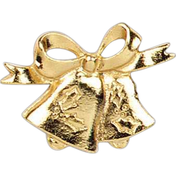Stock cast lapel pin with bells, holly leaves design, bow. Blank.... from ASI 93235 Valley Casting Inc