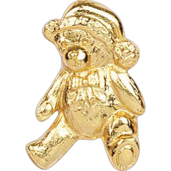 Stock cast teddy bear with Santa hat lapel pin with butterfly... from ASI 93235 Valley Casting Inc