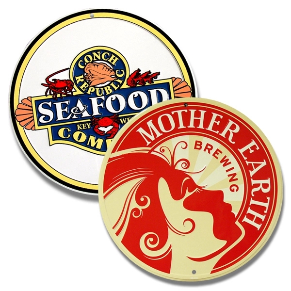 12" round sign made of embossed aluminum with two holes for... from ASI 50120 Dixie Seal & Stamp Co Inc / Dixiline