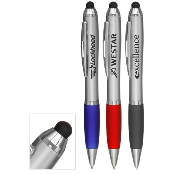 Plastic and rubber stylus ballpoint pens, 5.25" x 0.625".... from ASI 39552 BEL Promo