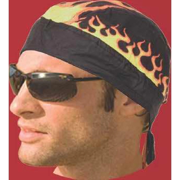 Cotton skullcap/bandanna with flame design.... from ASI 44020 Bandanna Promotions By CARO-LINE / Bandanna Promotions