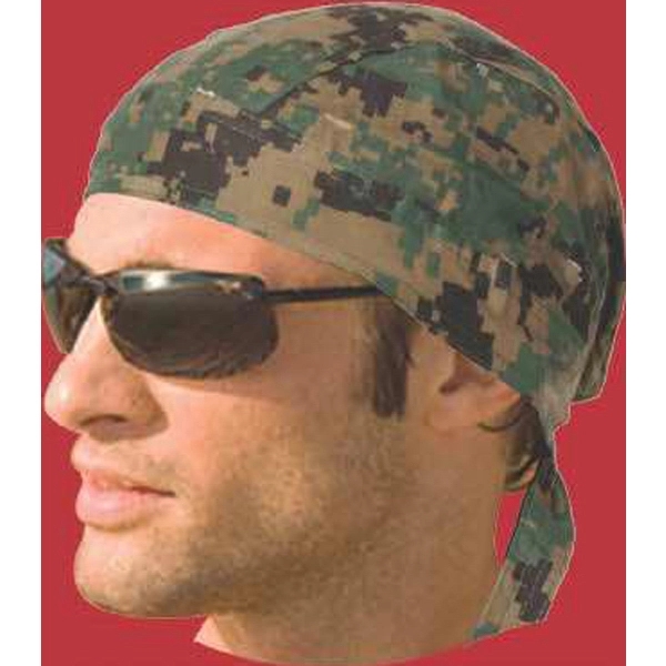 Head-wrap style bandanna with camouflage design.... from ASI 44020 Bandanna Promotions By CARO-LINE / Bandanna Promotions