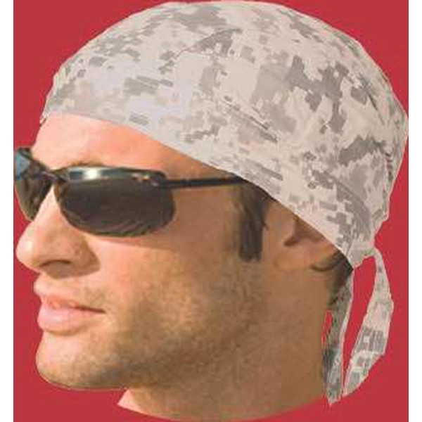 Head-wrap style bandanna with camouflage design.... from ASI 44020 Bandanna Promotions By CARO-LINE / Bandanna Promotions