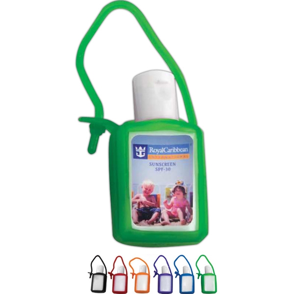 .5 oz sunscreen lotion SPF30 with silicone keychain case... from ASI 66224 ZZ OLD - Lanco Corporation / Lanco