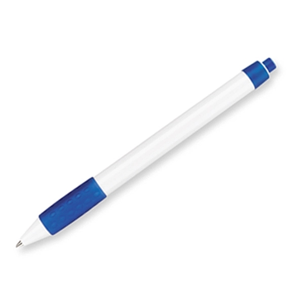 Ballpoint pen with white barrel, contrasting clip, grip and nonrefillable black... from ASI 84833 Newell Custom Writing Instruments / Paper Mate® Newell Brands