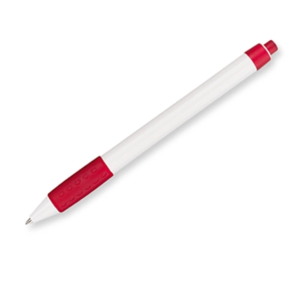 Ballpoint pen with white barrel, contrasting clip, grip and nonrefillable black... from ASI 84833 Newell Custom Writing Instruments / Paper Mate® Newell Brands