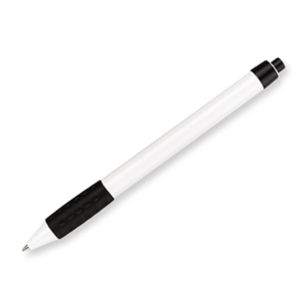 Ballpoint pen with white barrel, contrasting clip, grip and nonrefillable black... from ASI 84833 Newell Custom Writing Instruments / Paper Mate® Newell Brands