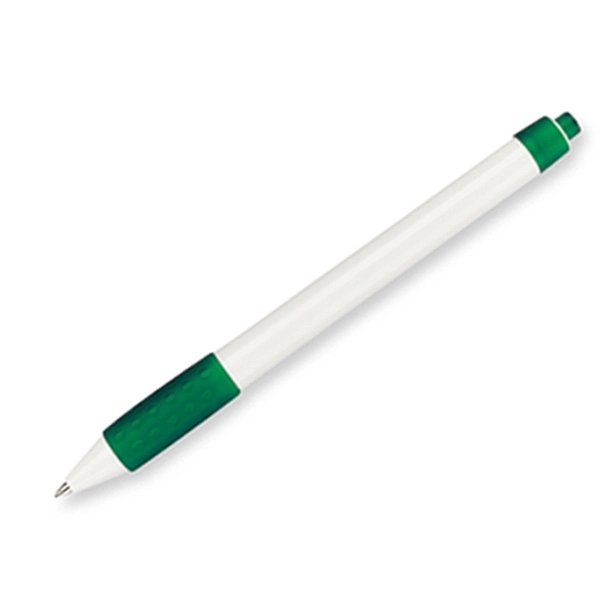 Ballpoint pen with white barrel, contrasting clip, grip and nonrefillable black... from ASI 84833 Newell Custom Writing Instruments / Paper Mate® Newell Brands
