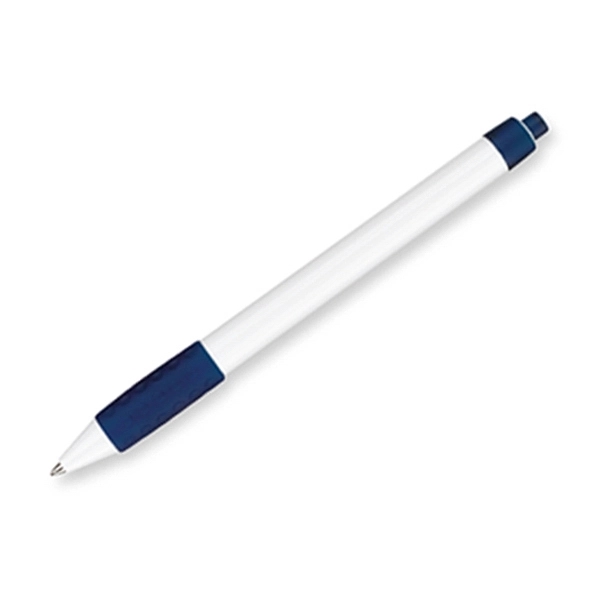 Ballpoint pen with white barrel, contrasting clip, grip and nonrefillable black... from ASI 84833 Newell Custom Writing Instruments / Paper Mate® Newell Brands